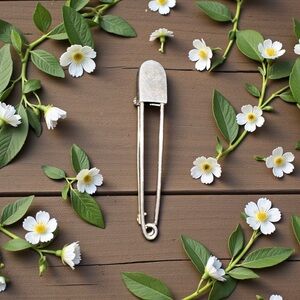 Antique .925 Silver Safety Pin Brooch Mexico 🇲🇽